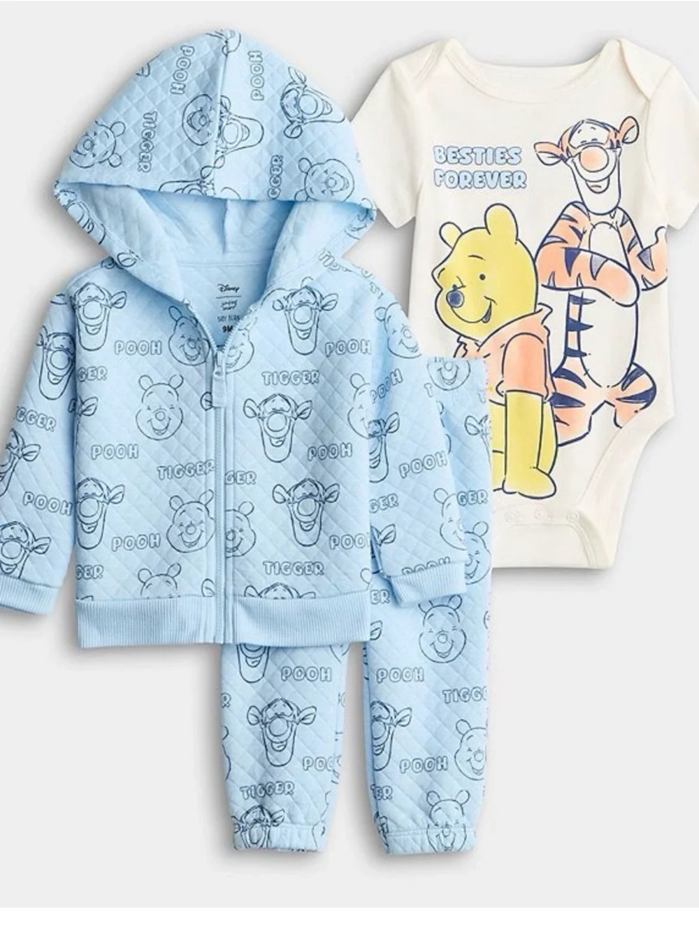Disney Light Blue & Cream Winnie the Pooh 3-Piece Baby Outfit - NB